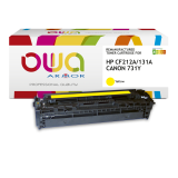 Toner remanufacturé OWA - standard - Jaune - pour HP CF212A, CANON 731Y