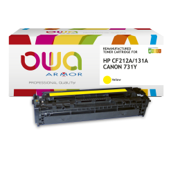 Toner remanufacturé OWA - standard - Jaune - pour HP CF212A, CANON 731Y