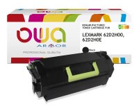 Toner remanufacturé OWA - haute capacité - Noir - pour LEXMARK 62D2H00, 62D2H0E