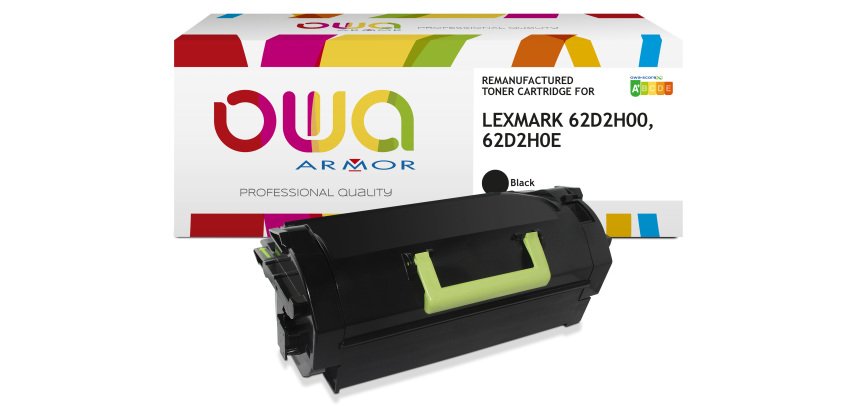 Toner remanufacturé OWA - haute capacité - Noir - pour LEXMARK 62D2H00, 62D2H0E