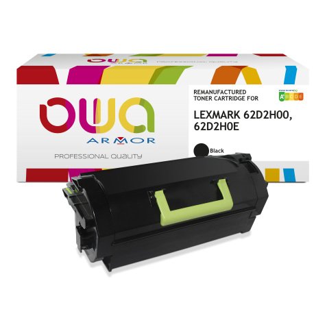 Toner remanufacturé OWA - haute capacité - Noir - pour LEXMARK 62D2H00, 62D2H0E