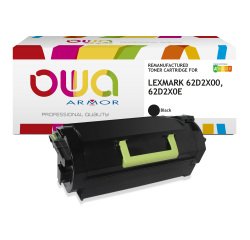 Toner remanufacturé OWA - haute capacité - Noir - pour LEXMARK 62D2X00, 62D2X0E