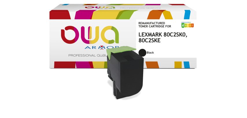 Toner remanufacturé OWA - standard - Noir - pour LEXMARK 80C2SK0, 80C2SKE