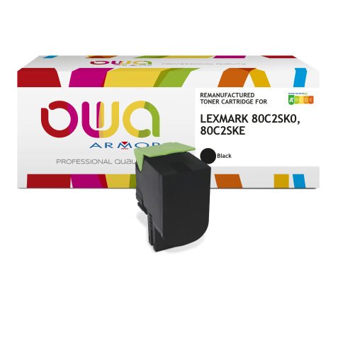 Toner remanufacturé OWA - standard - Noir - pour LEXMARK 80C2SK0, 80C2SKE