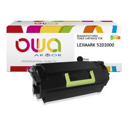 Toner remanufacturé OWA - standard - Noir - pour LEXMARK 52D2000