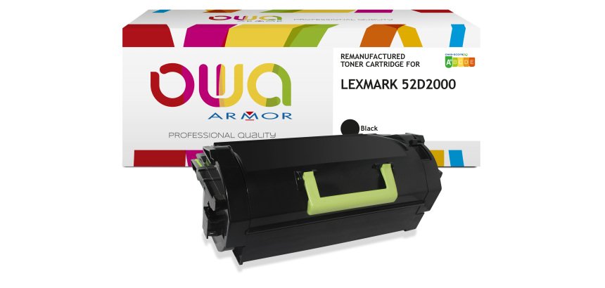 Toner remanufacturé OWA - standard - Noir - pour LEXMARK 52D2000