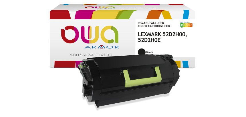 Toner remanufacturé OWA - haute capacité - Noir - pour LEXMARK 52D2H00, 52D2H0E