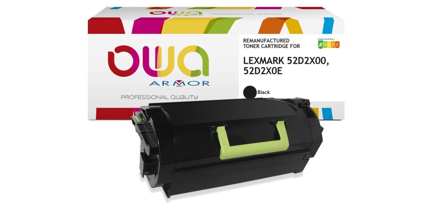 Toner remanufacturé OWA - haute capacité - Noir - pour LEXMARK 52D2X00, 52D2X0E