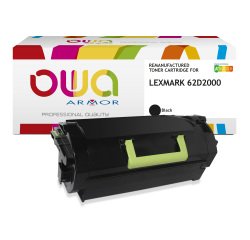 Toner remanufacturé OWA - standard - Noir - pour LEXMARK 62D2000