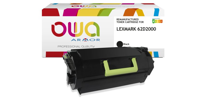 Toner remanufacturé OWA - standard - Noir - pour LEXMARK 62D2000
