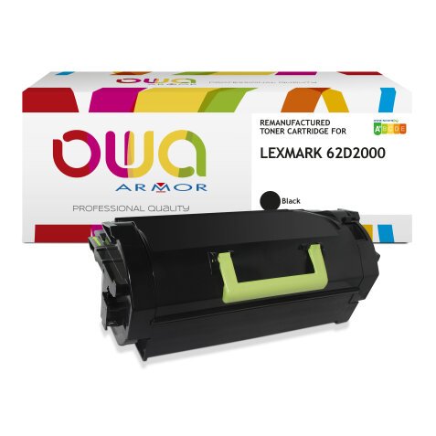 Toner remanufacturé OWA - standard - Noir - pour LEXMARK 62D2000