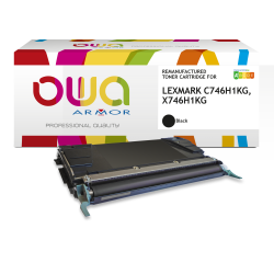 Toner remanufacturé OWA - haute capacité - Noir - pour LEXMARK C746H1KG, X746H1KG