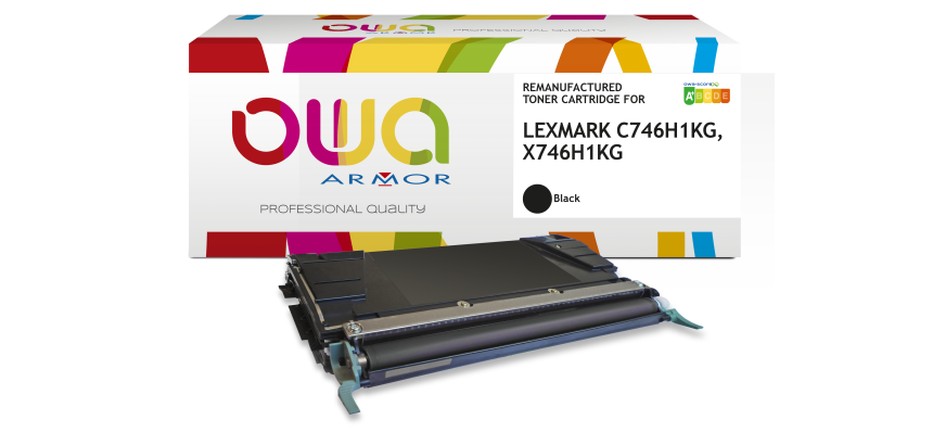 Toner remanufacturé OWA - haute capacité - Noir - pour LEXMARK C746H1KG, X746H1KG
