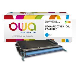 EN_Toner remanufacturé OWA - haute capacité - Cyan - pour LEXMARK C748H1CG, X748H1CG