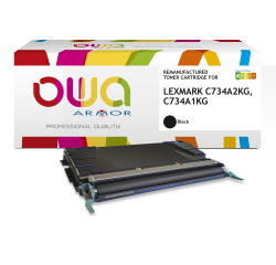 Toner remanufacturé OWA - standard - Noir - pour LEXMARK C734A2KG, C734A1KG