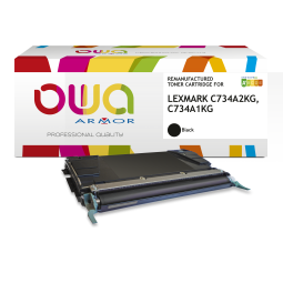 Toner remanufacturé OWA - standard - Noir - pour LEXMARK C734A2KG, C734A1KG