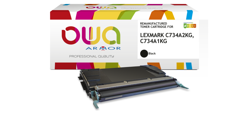 Toner remanufacturé OWA - standard - Noir - pour LEXMARK C734A2KG, C734A1KG