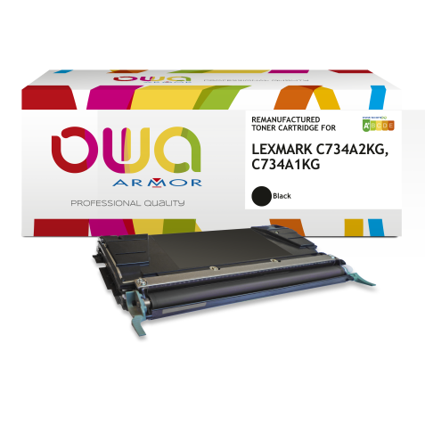 Toner remanufacturé OWA - standard - Noir - pour LEXMARK C734A2KG, C734A1KG