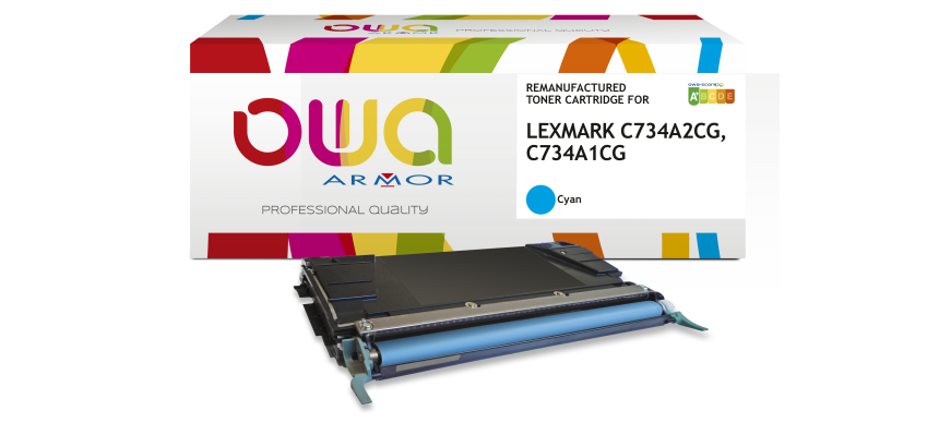 Toner remanufacturé OWA - standard - pour LEXMARK C734A2CG, C734A1CG