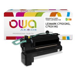 Toner remanufacturé OWA - haute capacité - Noir - pour LEXMARK C792X2KG, C792X1KG