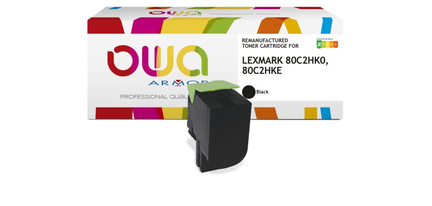 Toner remanufacturé OWA - haute capacité - Noir - pour LEXMARK 80C2HK0, 80C2HKE