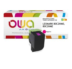 Toner remanufacturé OWA - haute capacité - Magenta - pour LEXMARK 80C2HM0, 80C2HME