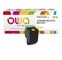 Toner remanufacturé OWA - haute capacité - Jaune - pour LEXMARK 80C2HY0, 80C2HYE