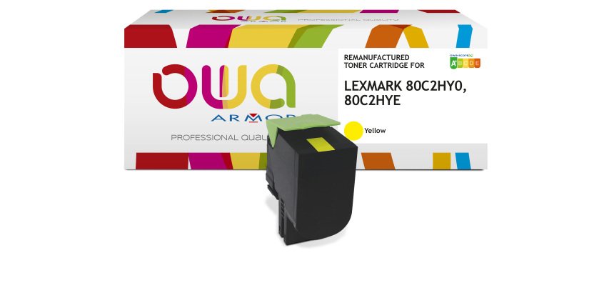 Toner remanufacturé OWA - haute capacité - Jaune - pour LEXMARK 80C2HY0, 80C2HYE