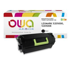 Toner remanufacturé OWA - standard - Noir - pour LEXMARK 52D5000, 52D500E
