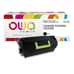 Toner remanufacturé OWA - standard - Noir - pour LEXMARK 52D5000, 52D500E