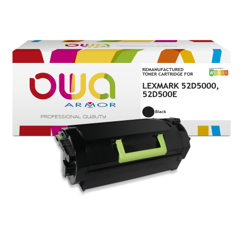 Toner remanufacturé OWA - standard - Noir - pour LEXMARK 52D500E, 52D5000