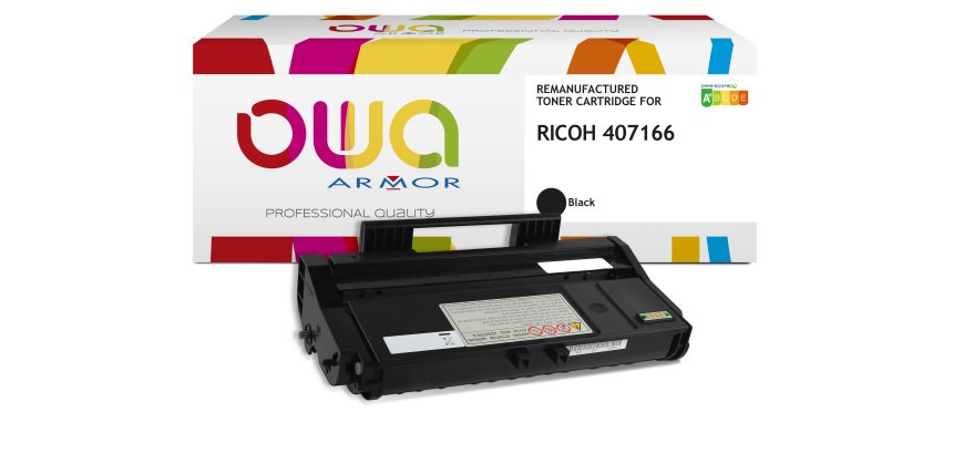 Toner remanufacturé OWA - standard - Noir - pour RICOH 407166