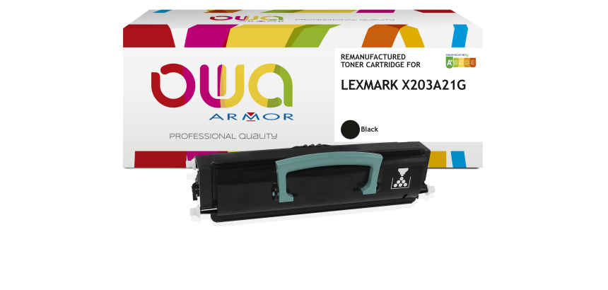 Toner remanufacturé OWA - standard - Noir - pour LEXMARK X203A21G, X203A11G