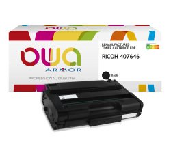 Toner remanufacturé OWA - standard - Noir - pour RICOH 407646