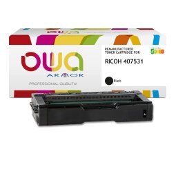 Toner remanufacturé OWA - standard - Noir - pour RICOH 407531