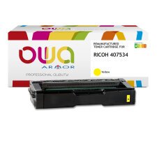 Toner remanufacturé OWA - standard - Jaune - pour RICOH 407534