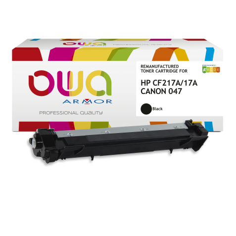 Toner remanufacturé OWA noir compatible HP CF217A, CANON 047 pour imprimante laser