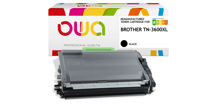 OWA Toner Schwarz Hohe Kapazität, wiederaufbereitet, äquivalent zu BROTHER TN-3600XL für Laserdrucker