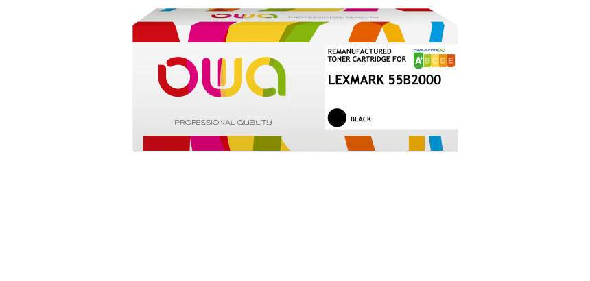 Toner remanufacturé OWA - standard - Noir - pour LEXMARK 55B2000