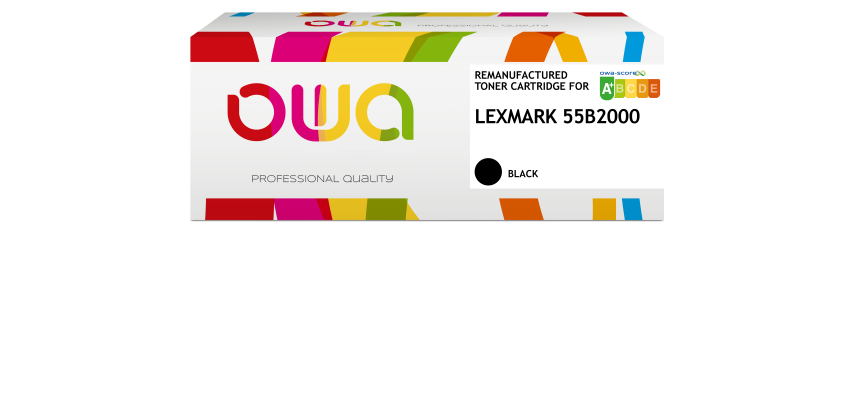 Toner remanufacturé OWA - standard - Noir - pour LEXMARK 55B2000