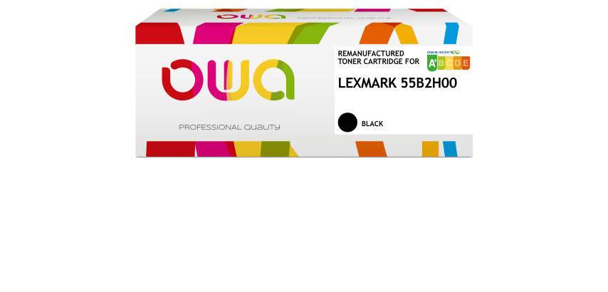 Remanufacturiertes Toner OWA - hohe Kapazität - Schwarz - für LEXMARK 55B2H00
