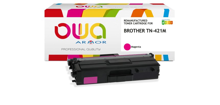 Toner remanufacturé OWA couleurs séparées compatible BROTHER TN-421 pour imprimante laser