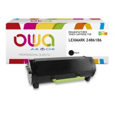 Toner remanufacturé OWA - standard - Noir - pour LEXMARK 24B6186