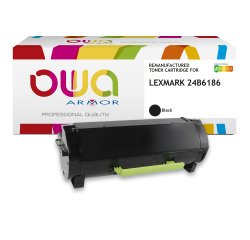 Toner remanufacturé OWA - standard - Noir - pour LEXMARK 24B6186