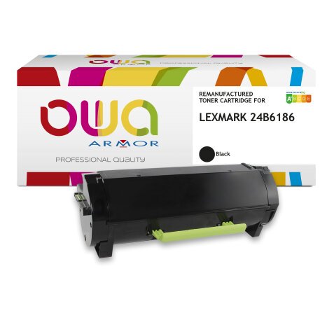 Toner remanufacturé OWA - standard - Noir - pour LEXMARK 24B6186