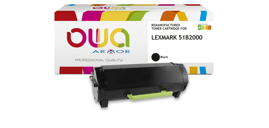 Toner remanufacturé OWA - standard - Noir - pour LEXMARK 51B2000
