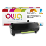 Toner remanufacturé OWA - haute capacité - Noir - pour LEXMARK 51B5X00, 51B2X00