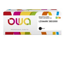 Toner remanufacturé OWA - standard - Noir - pour LEXMARK 58D2000