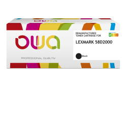 Toner remanufacturé OWA - standard - Noir - pour LEXMARK 58D2000
