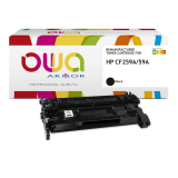 Remanufactured OWA black toner cartridge compatible with HP CF259A for laser printer.